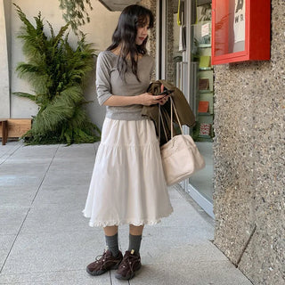 Keropin Frill Elastic Long Skirt