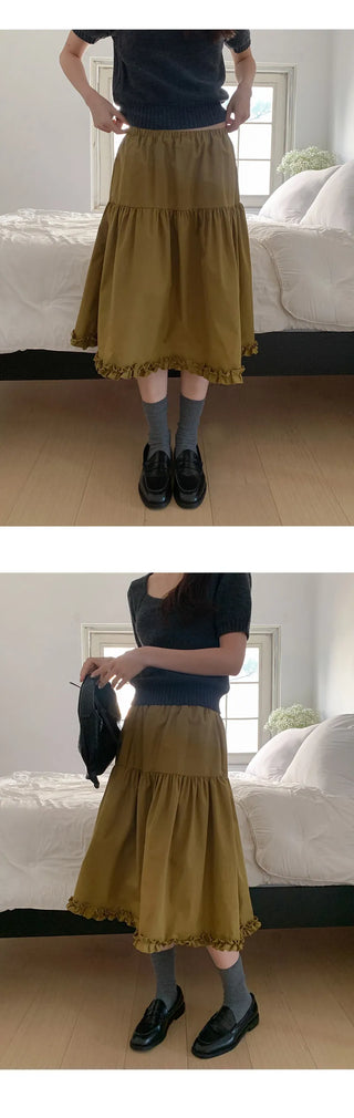 Keropin Frill Elastic Long Skirt