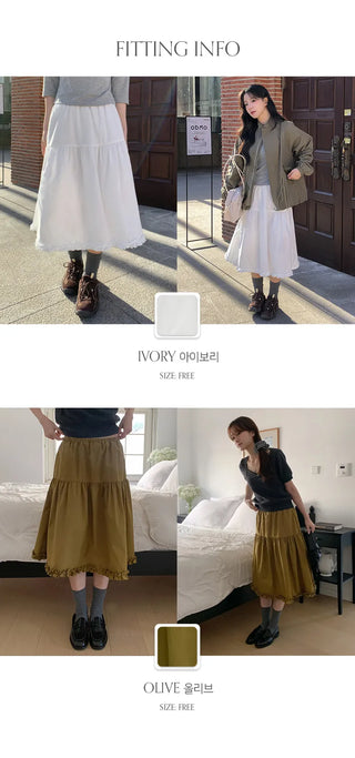 Keropin Frill Elastic Long Skirt
