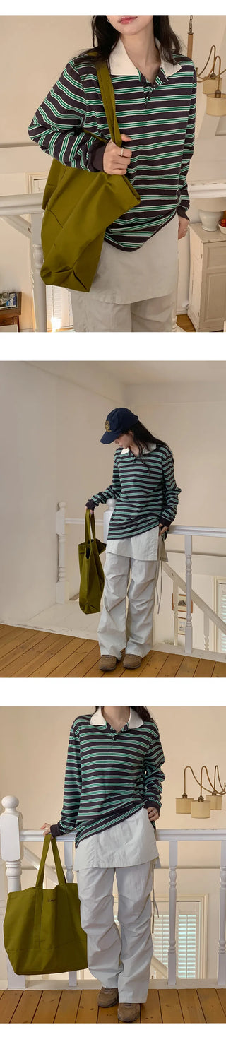 Preo Loose Fit Striped Pique T shirt