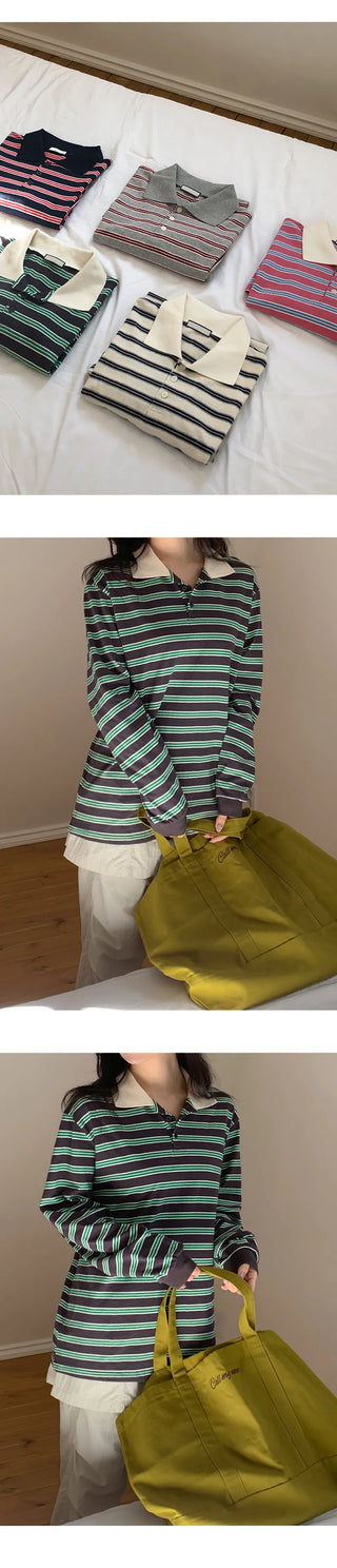 Preo Loose Fit Striped Pique T shirt