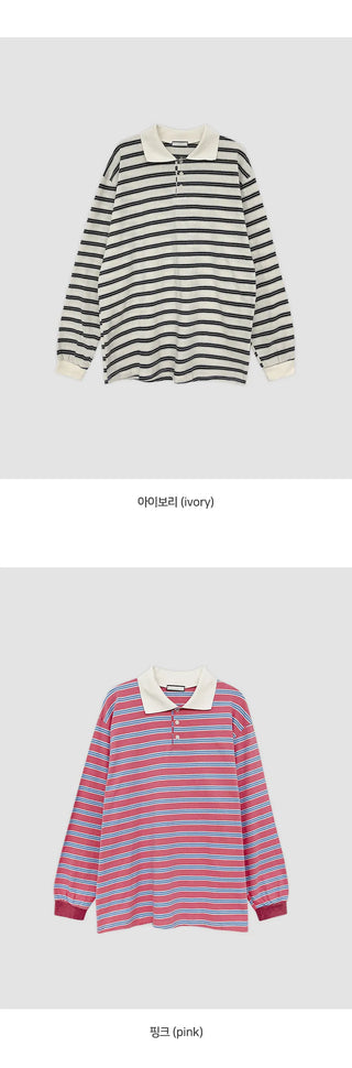 Preo Loose Fit Striped Pique T shirt