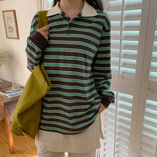 Preo Loose Fit Striped Pique T shirt