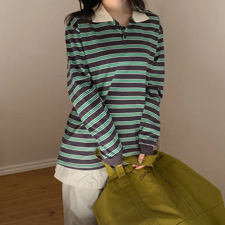 Preo Loose Fit Striped Pique T shirt