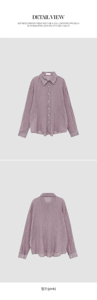Toens Loose Fit See through Wrinkle Check Long Sleeve Shirt