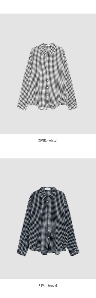 Toens Loose Fit See through Wrinkle Check Long Sleeve Shirt