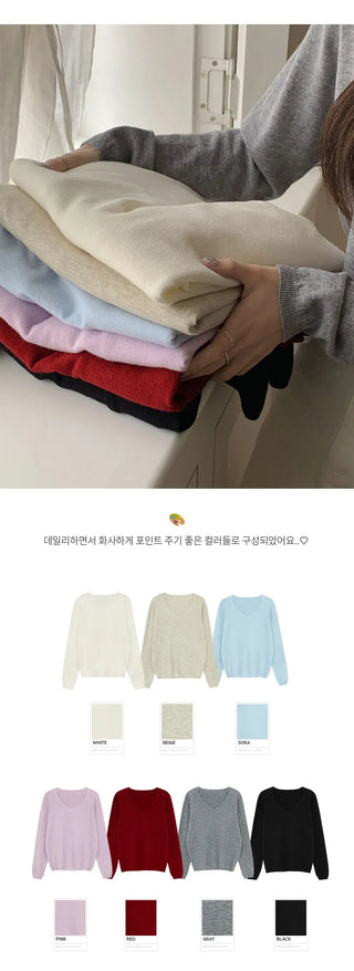 O'Hand V neck Long Sleeve Knit