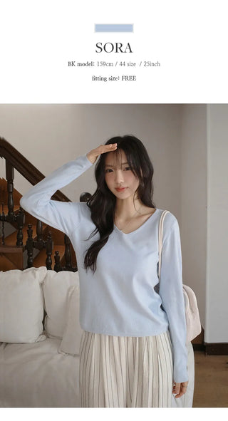 O'Hand V neck Long Sleeve Knit
