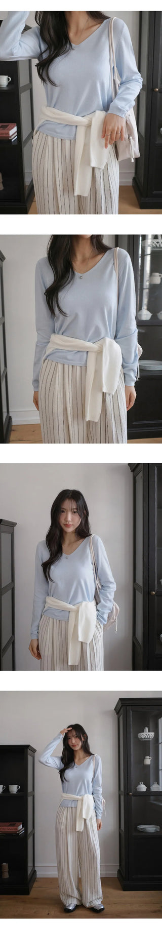 O'Hand V neck Long Sleeve Knit