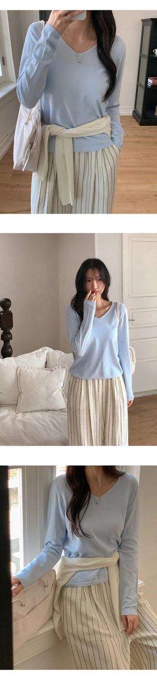 O'Hand V neck Long Sleeve Knit