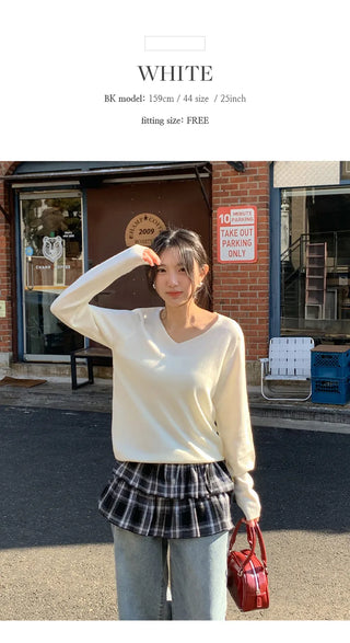O'Hand V neck Long Sleeve Knit