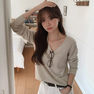 O'Hand V neck Long Sleeve Knit