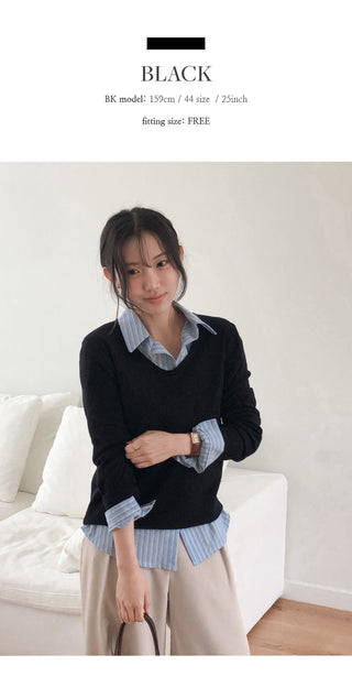 O'Hand V neck Long Sleeve Knit