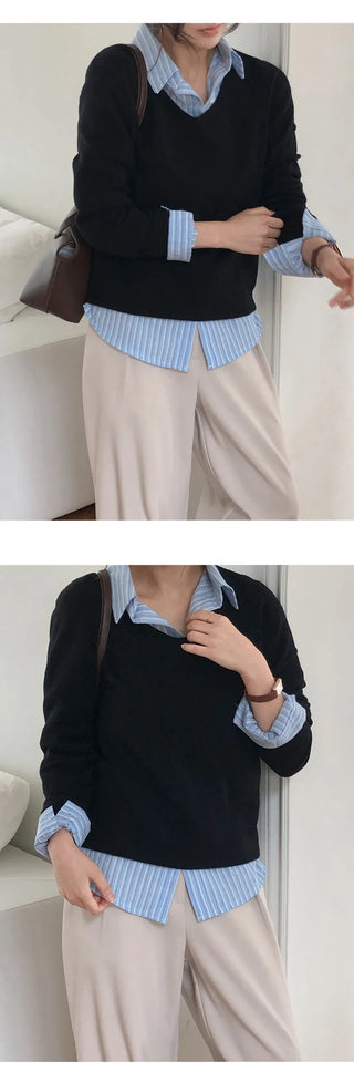 O'Hand V neck Long Sleeve Knit