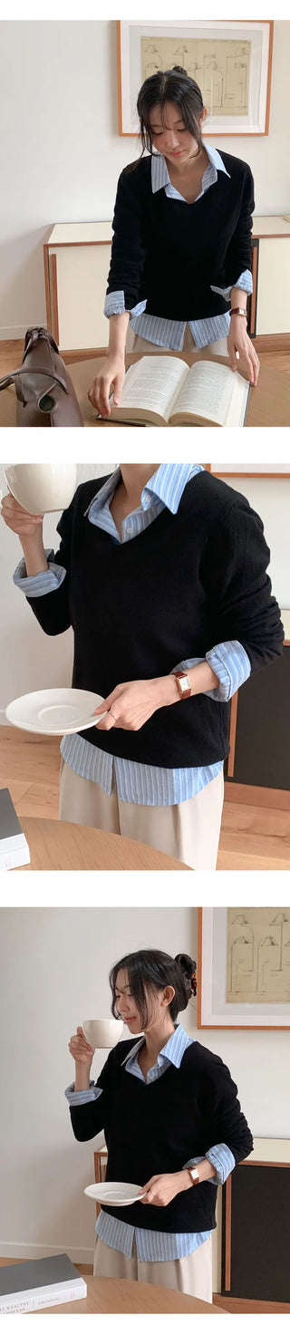 O'Hand V neck Long Sleeve Knit