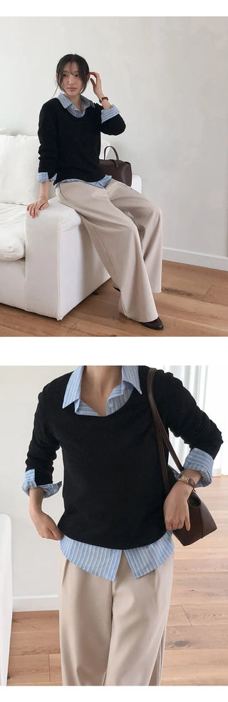O'Hand V neck Long Sleeve Knit