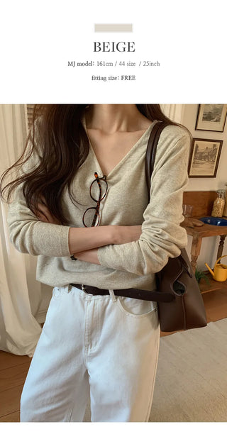 O'Hand V neck Long Sleeve Knit