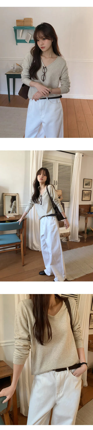 O'Hand V neck Long Sleeve Knit