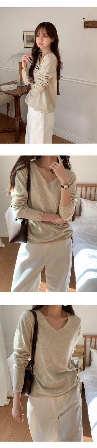 O'Hand V neck Long Sleeve Knit