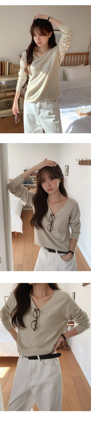 O'Hand V neck Long Sleeve Knit