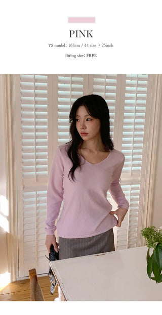 O'Hand V neck Long Sleeve Knit