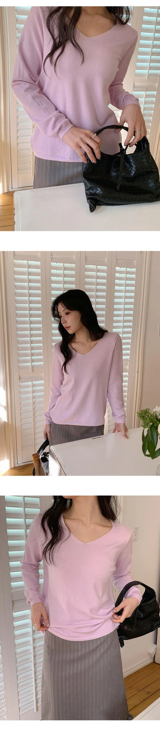 O'Hand V neck Long Sleeve Knit