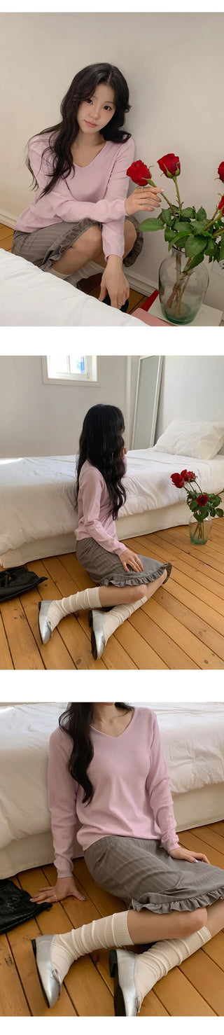 O'Hand V neck Long Sleeve Knit