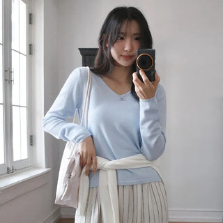 O'Hand V neck Long Sleeve Knit