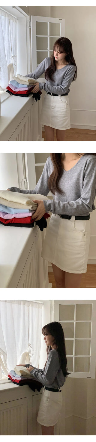 O'Hand V neck Long Sleeve Knit