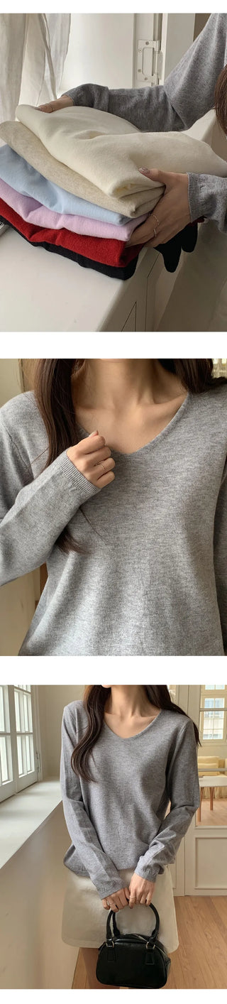 O'Hand V neck Long Sleeve Knit