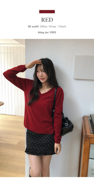 O'Hand V neck Long Sleeve Knit