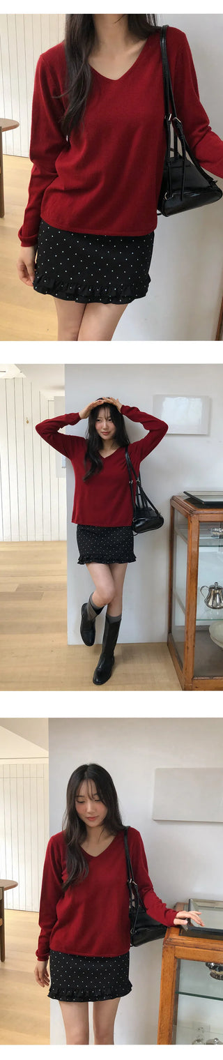 O'Hand V neck Long Sleeve Knit