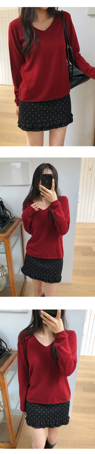O'Hand V neck Long Sleeve Knit
