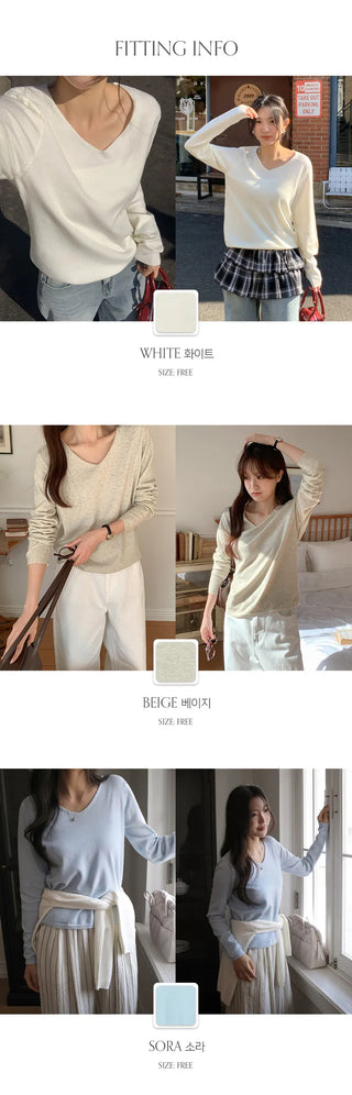 O'Hand V neck Long Sleeve Knit