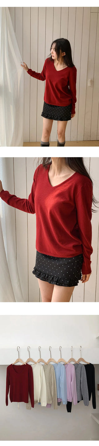 O'Hand V neck Long Sleeve Knit