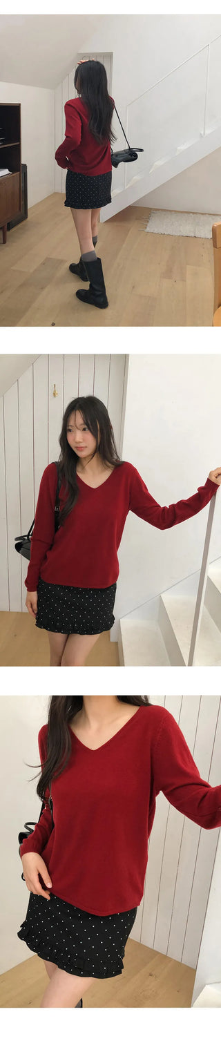 O'Hand V neck Long Sleeve Knit