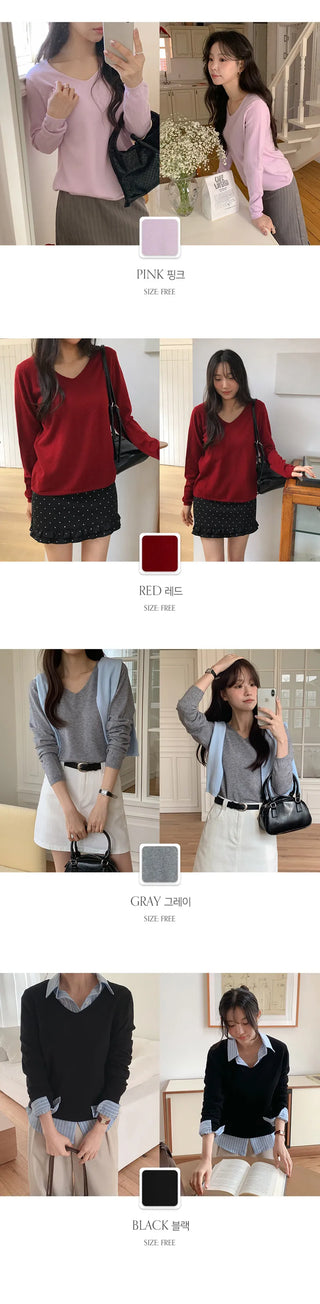 O'Hand V neck Long Sleeve Knit
