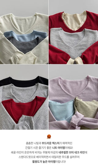O'Hand V neck Long Sleeve Knit