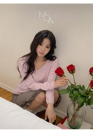O'Hand V neck Long Sleeve Knit