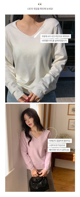 O'Hand V neck Long Sleeve Knit