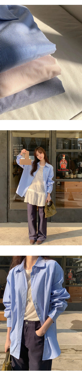 Leua Loose Fit Striped Long Sleeve Shirt