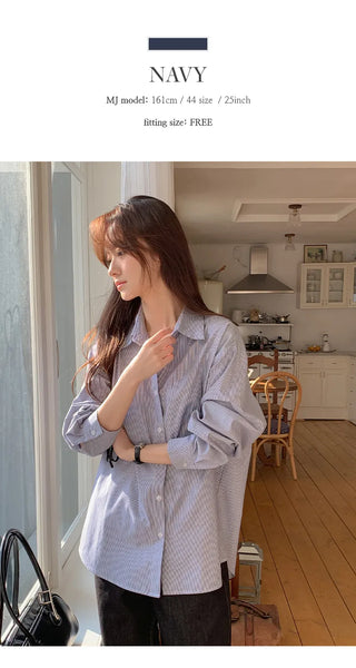 Leua Loose Fit Striped Long Sleeve Shirt