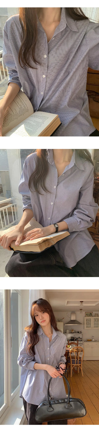 Leua Loose Fit Striped Long Sleeve Shirt