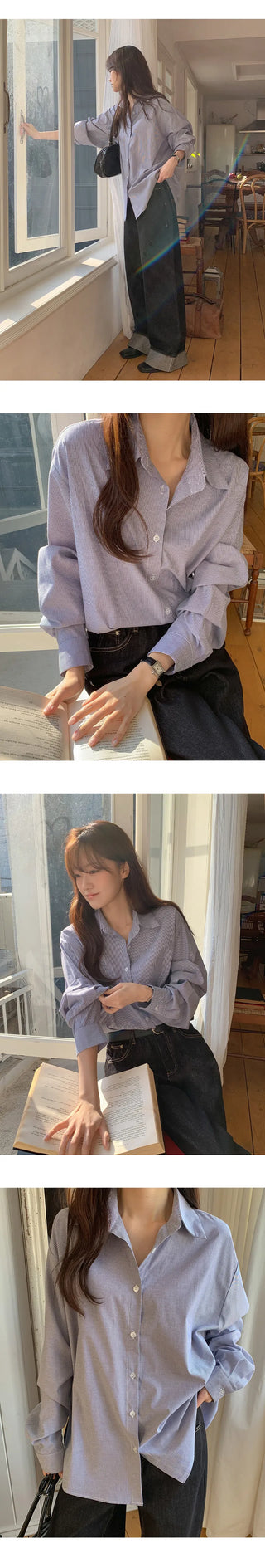 Leua Loose Fit Striped Long Sleeve Shirt