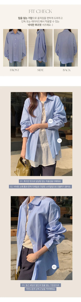 Leua Loose Fit Striped Long Sleeve Shirt