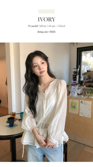 Shontia String Wrinkle Frill Blouse