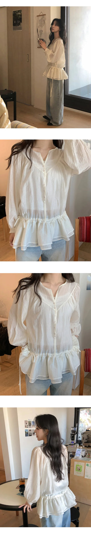 Shontia String Wrinkle Frill Blouse