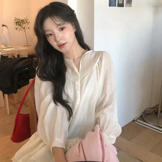 Shontia String Wrinkle Frill Blouse