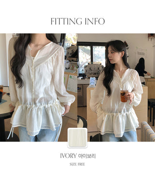 Shontia String Wrinkle Frill Blouse