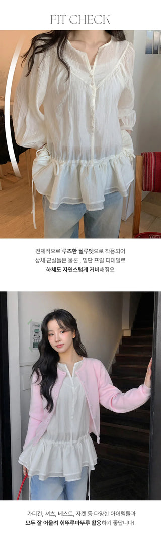 Shontia String Wrinkle Frill Blouse